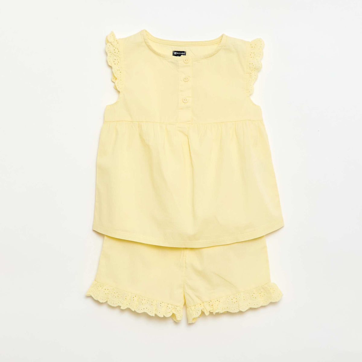 Pijama corto de camiseta de tirantes + Pantalón corto - 2 piezas AMARILLO