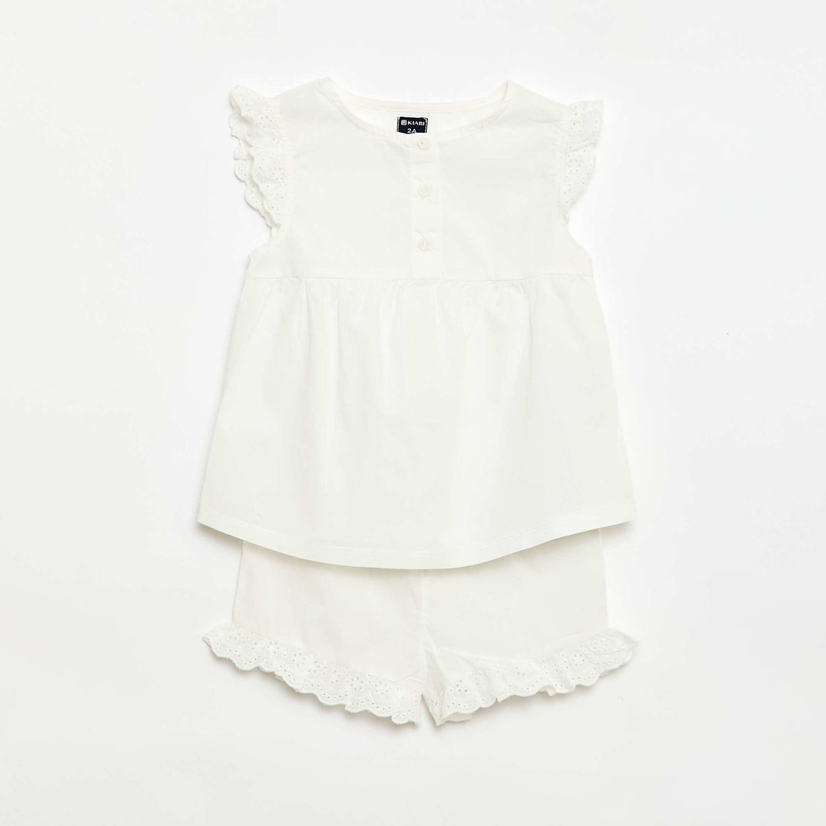 Pijama corto de camiseta de tirantes + Pantalón corto - 2 piezas BLANCO