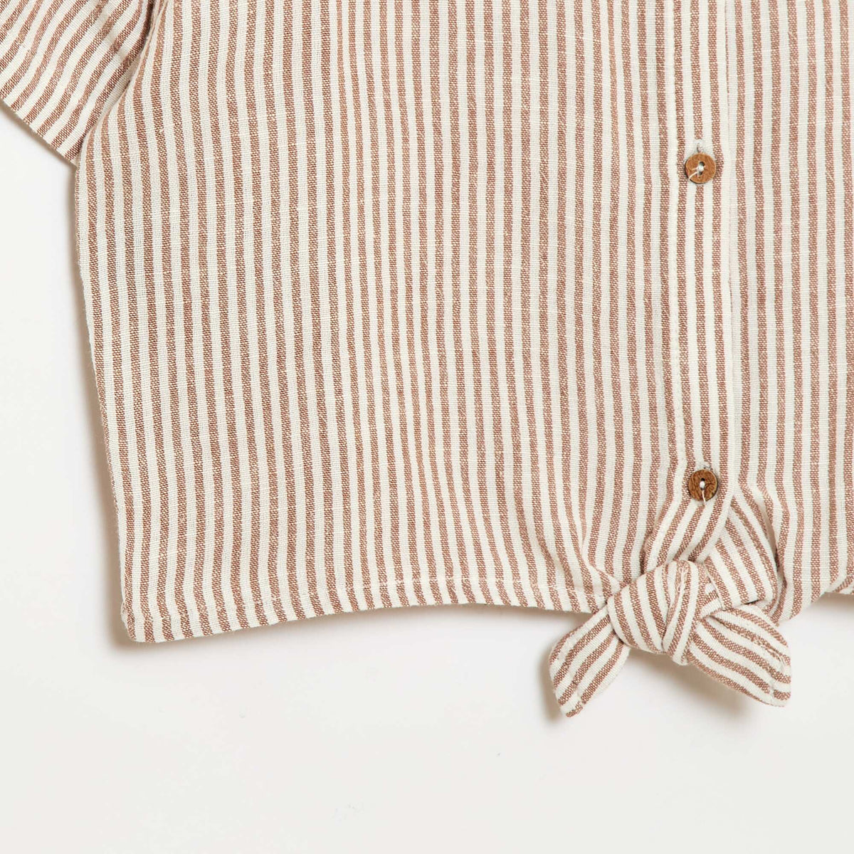 Camisa de manga corta de lino mezclado BEIGE