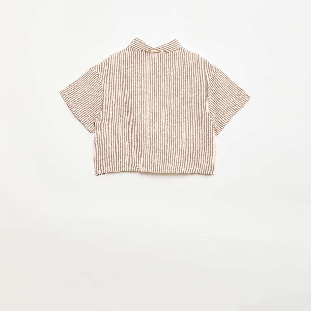 Camisa de manga corta de lino mezclado BEIGE