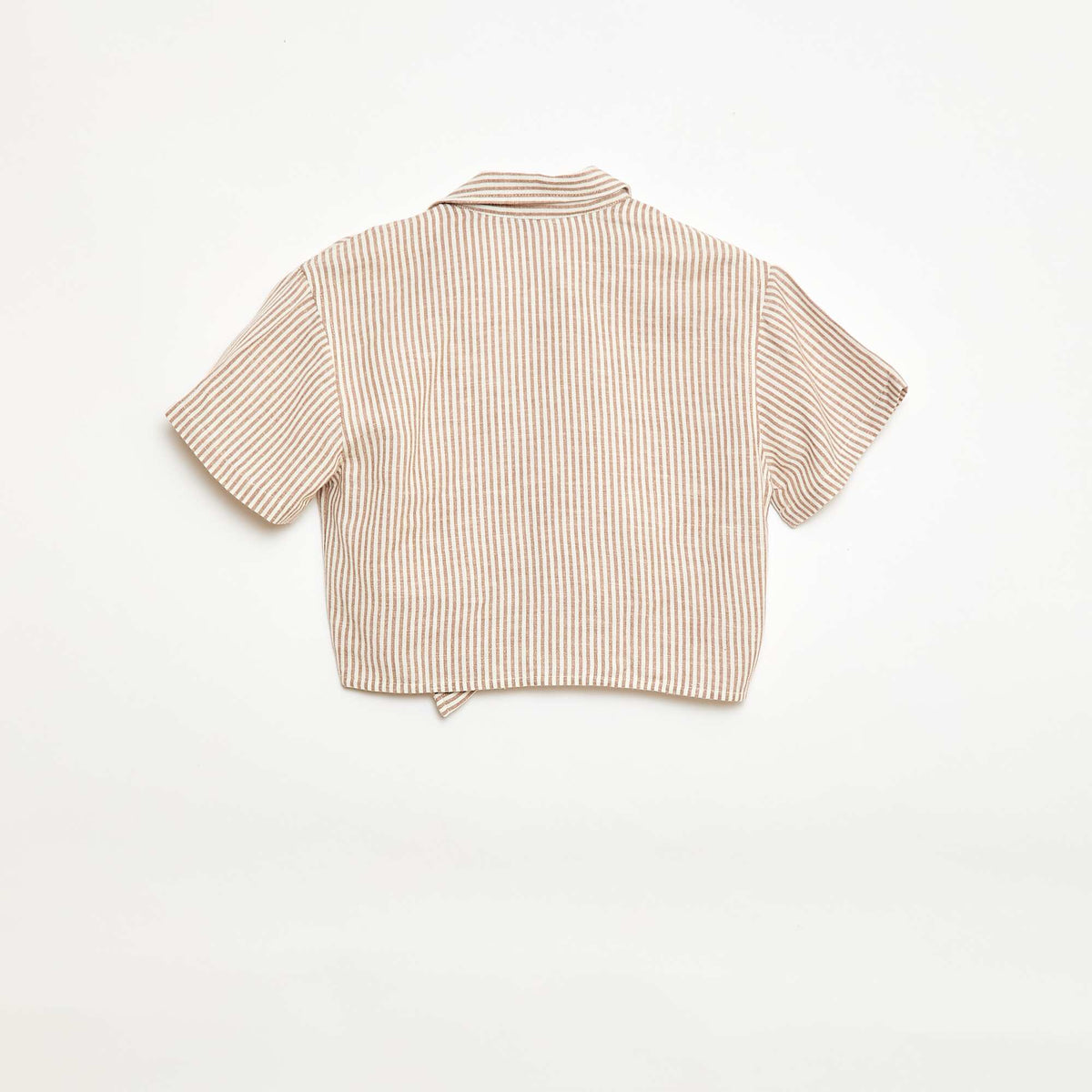 Camisa de manga corta de lino mezclado BEIGE
