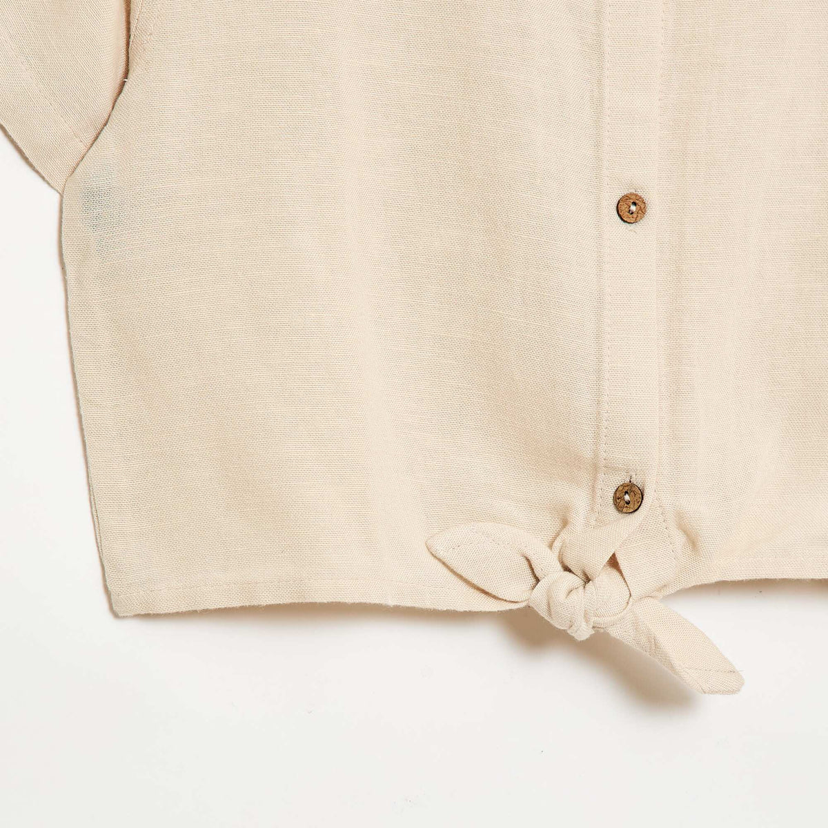 Camisa de manga corta de lino mezclado BLANCO