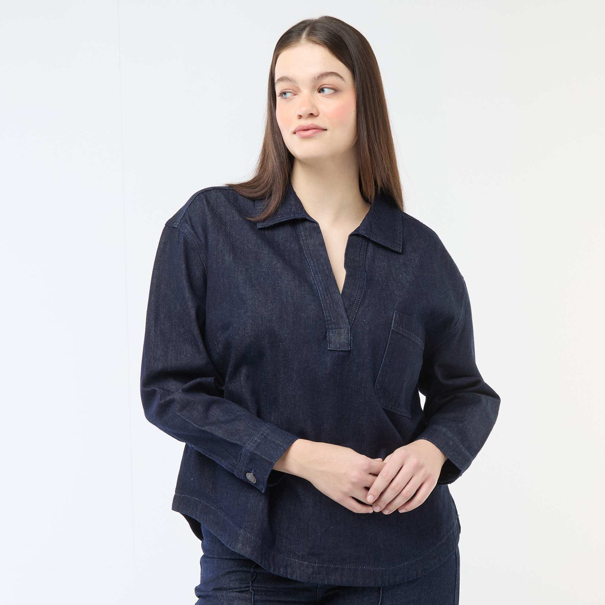 Blusa recta en jean AZUL