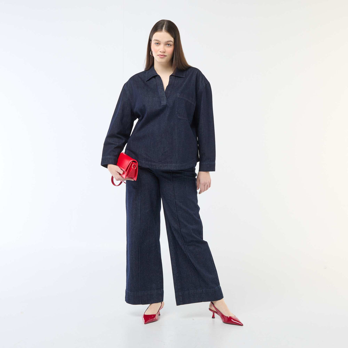 Blusa recta en jean AZUL