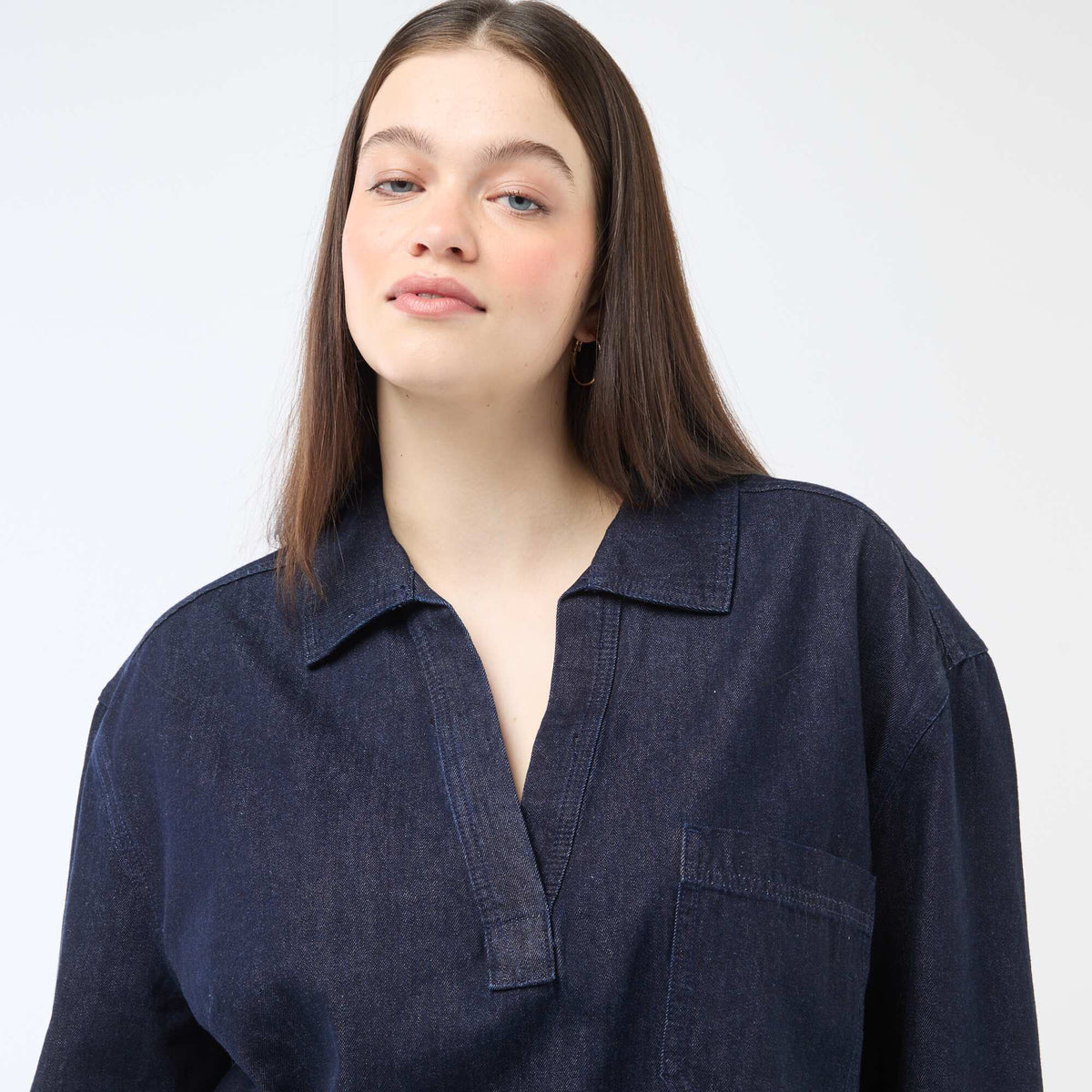 Blusa recta en jean AZUL