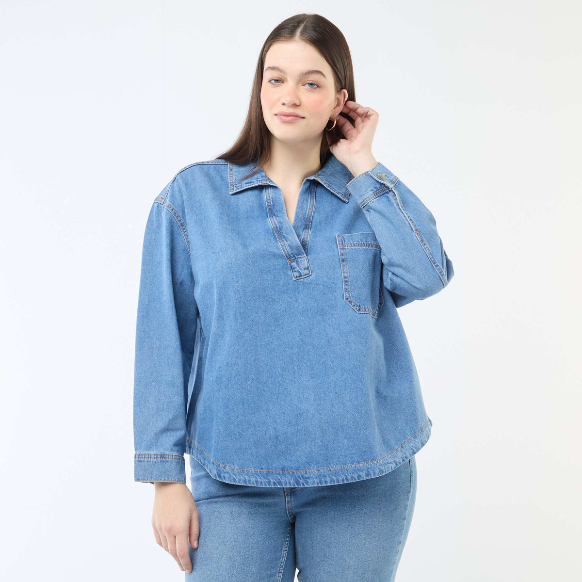 Blusa recta de jean AZUL