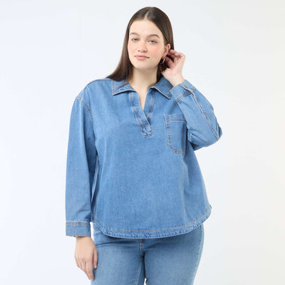 Blusa recta de jean AZUL