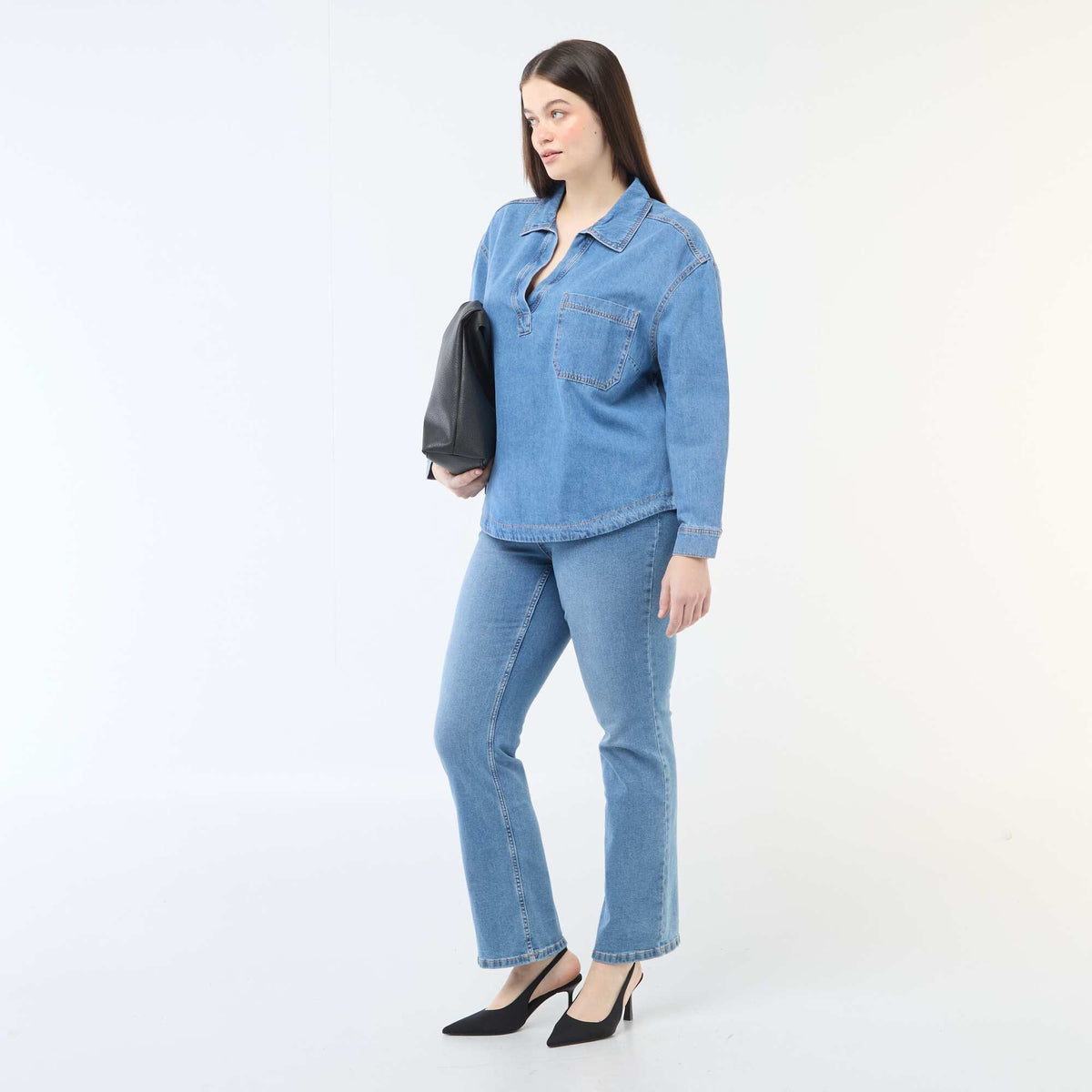 Blusa recta de jean AZUL