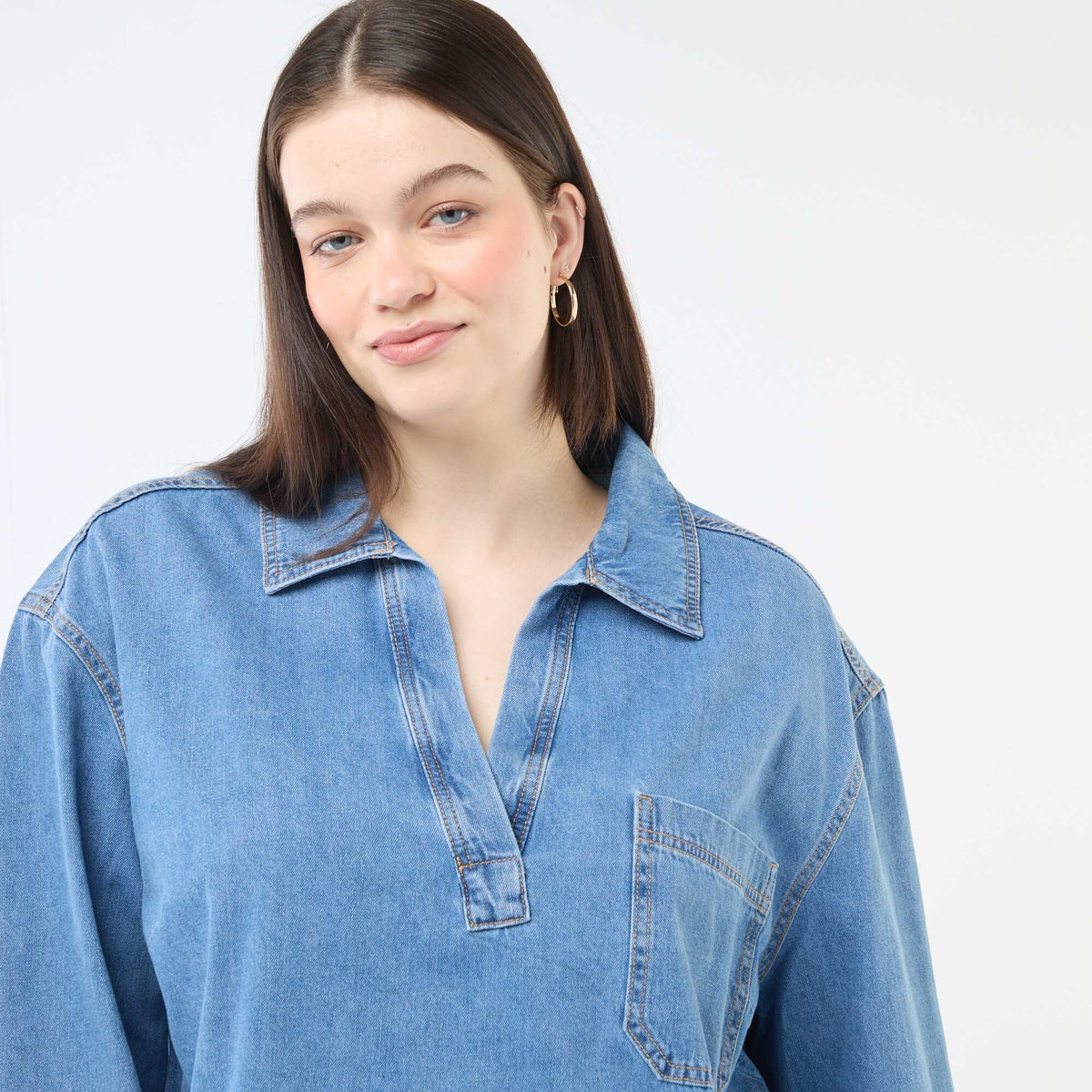 Blusa recta de jean AZUL