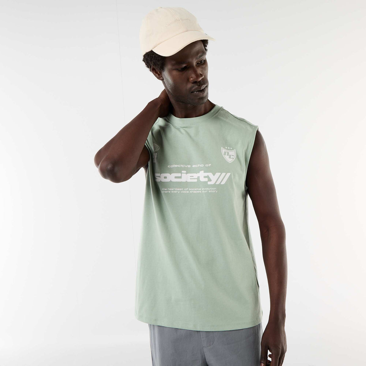 Camiseta de tirantes estampada por ambos lados VERDE