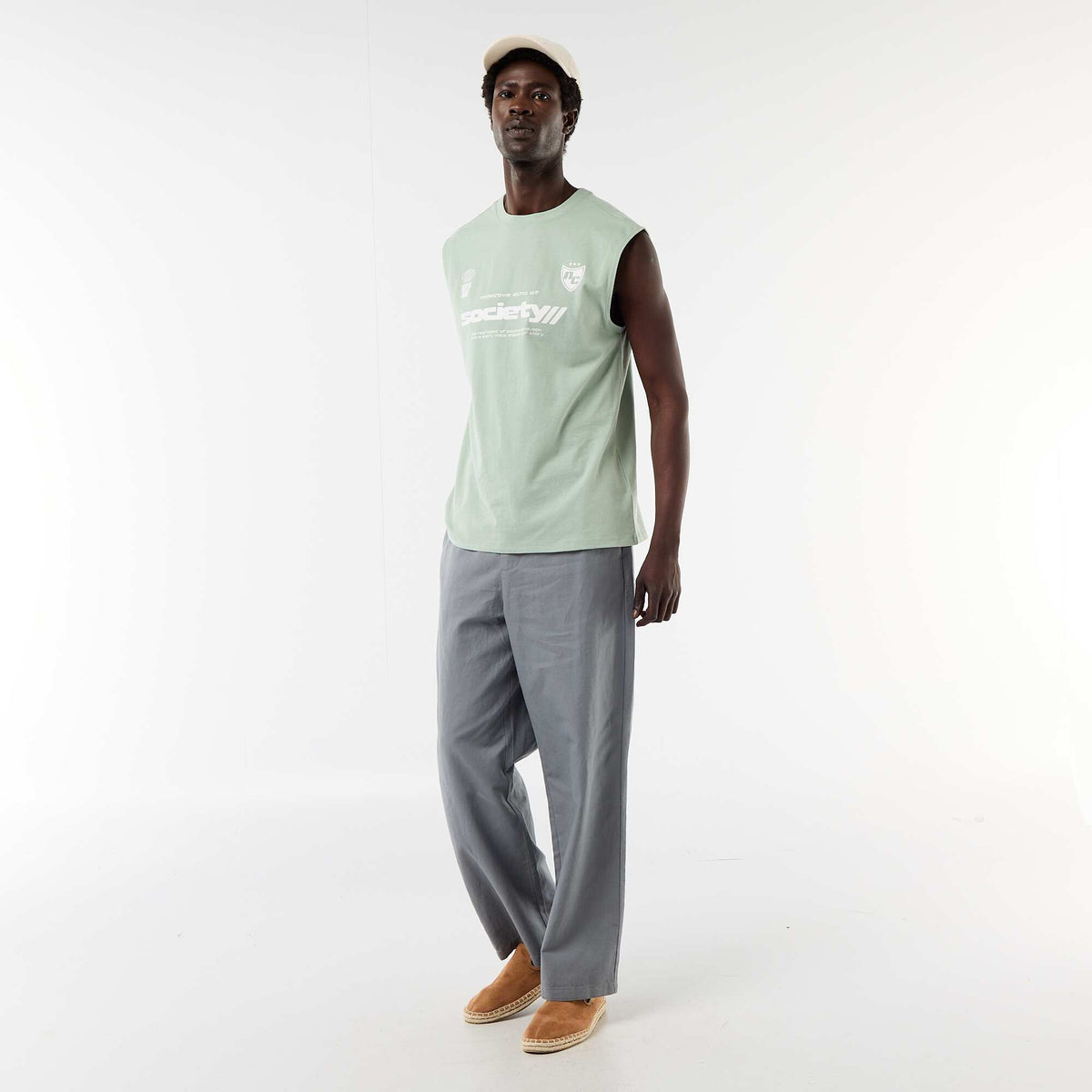 Camiseta de tirantes estampada por ambos lados VERDE