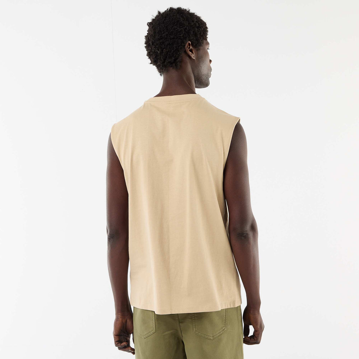 Camiseta de tirantes estampada por ambos lados BEIGE