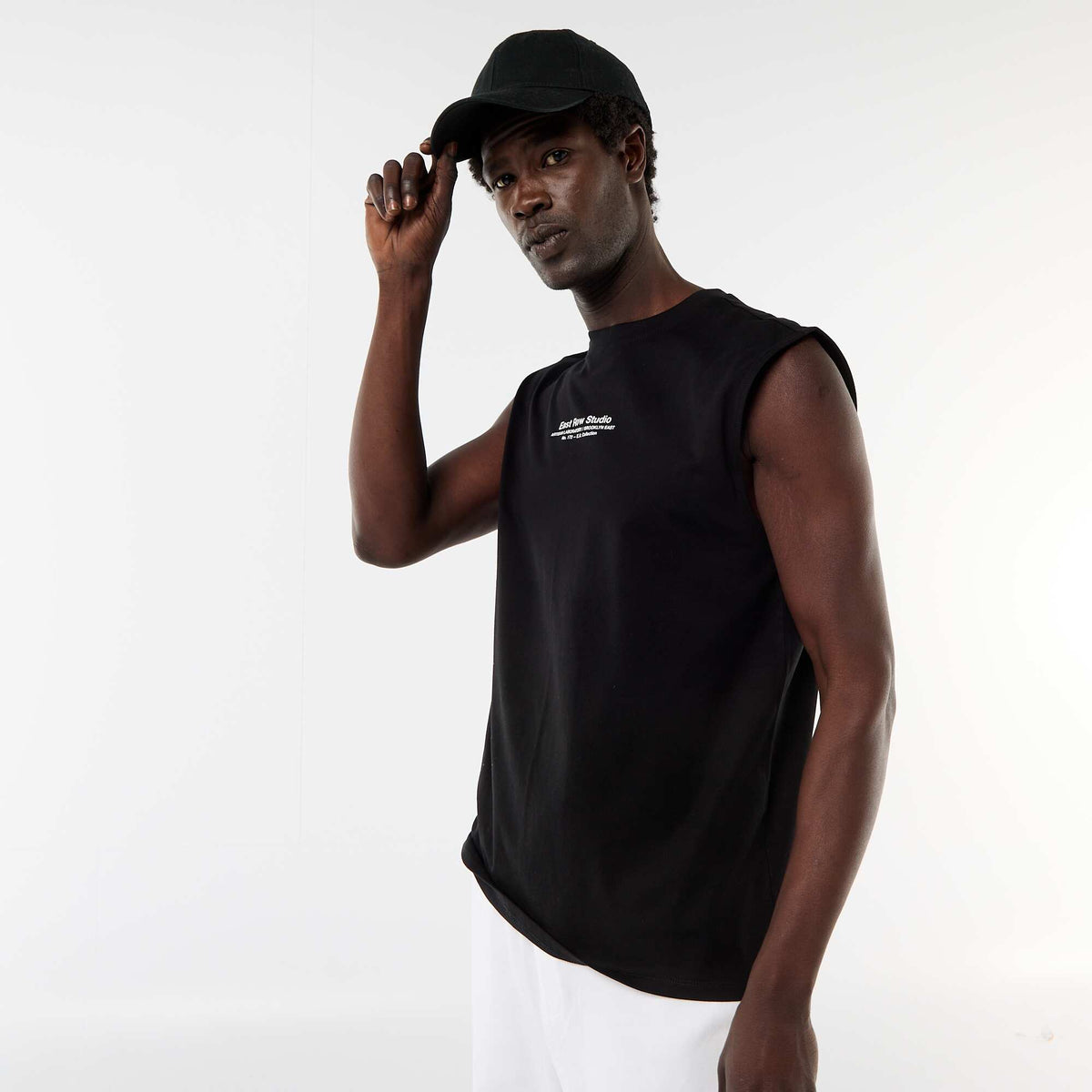 Camiseta de tirantes estampada por ambos lados NEGRO