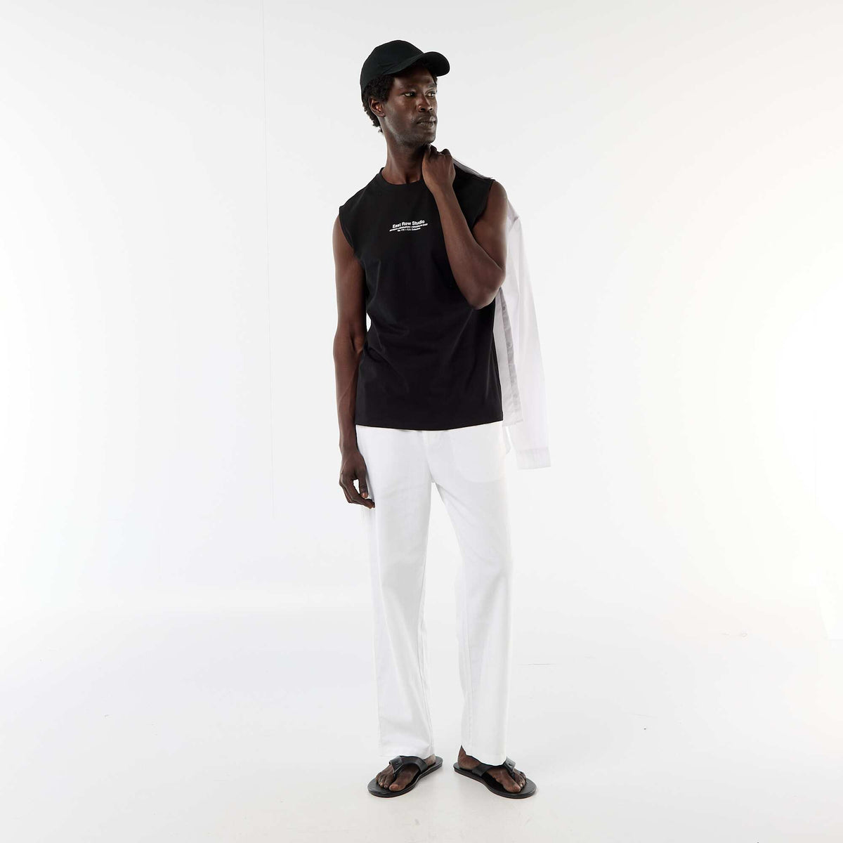 Camiseta de tirantes estampada por ambos lados NEGRO