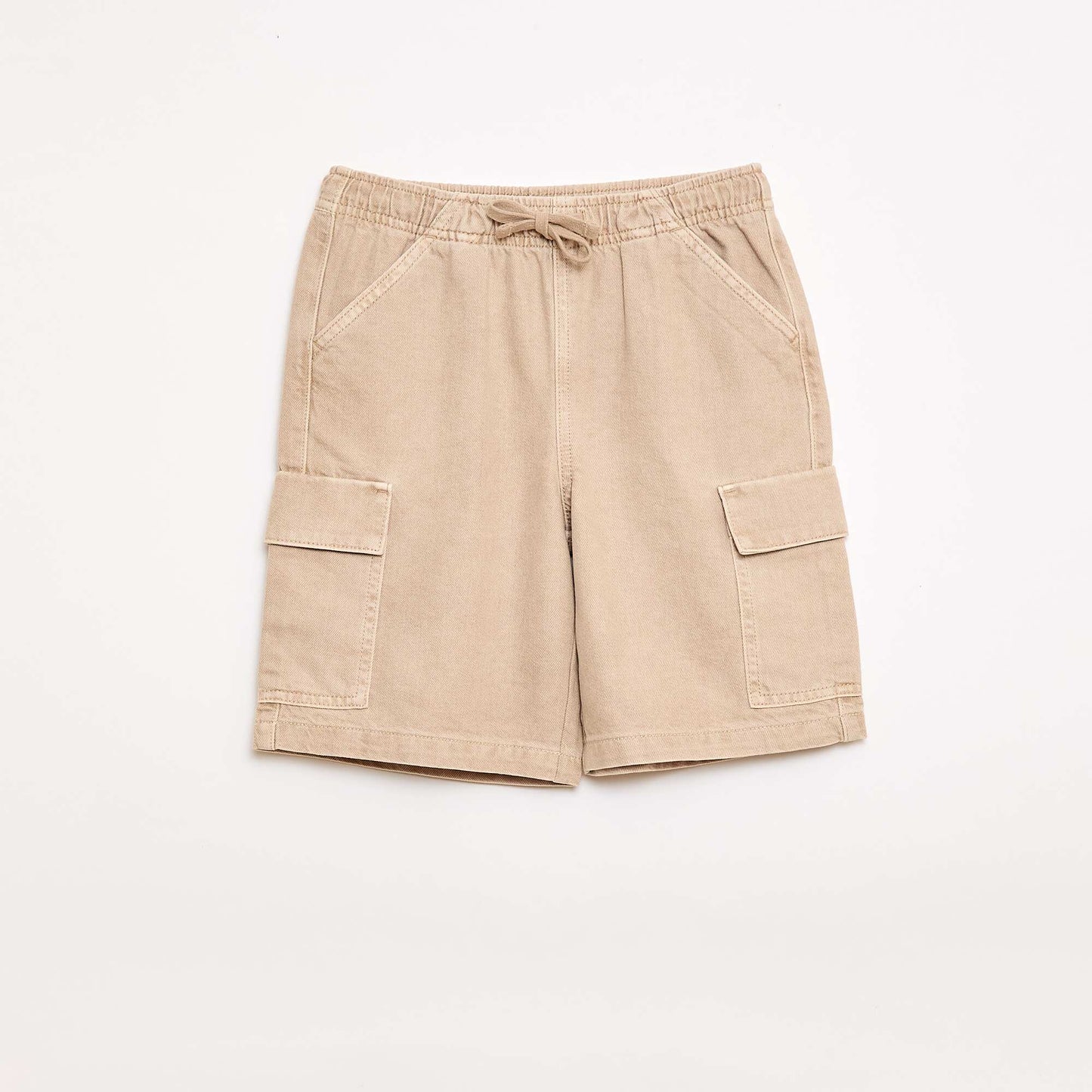 Bermuda liso con cordón en algodón BEIGE