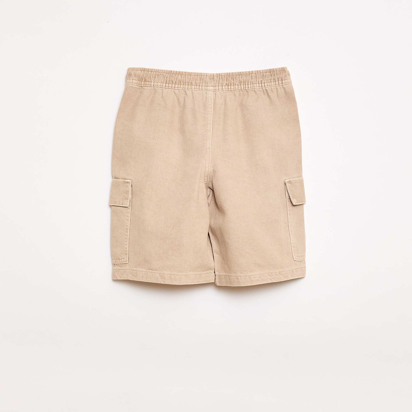Bermuda liso con cordón en algodón BEIGE