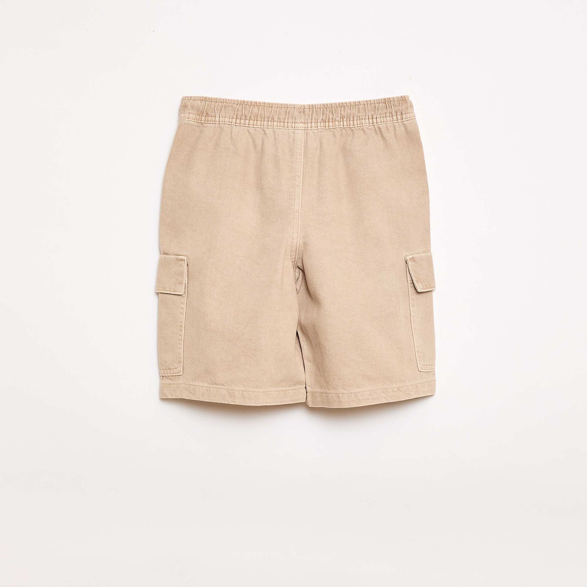 Bermuda liso con cordón en algodón BEIGE