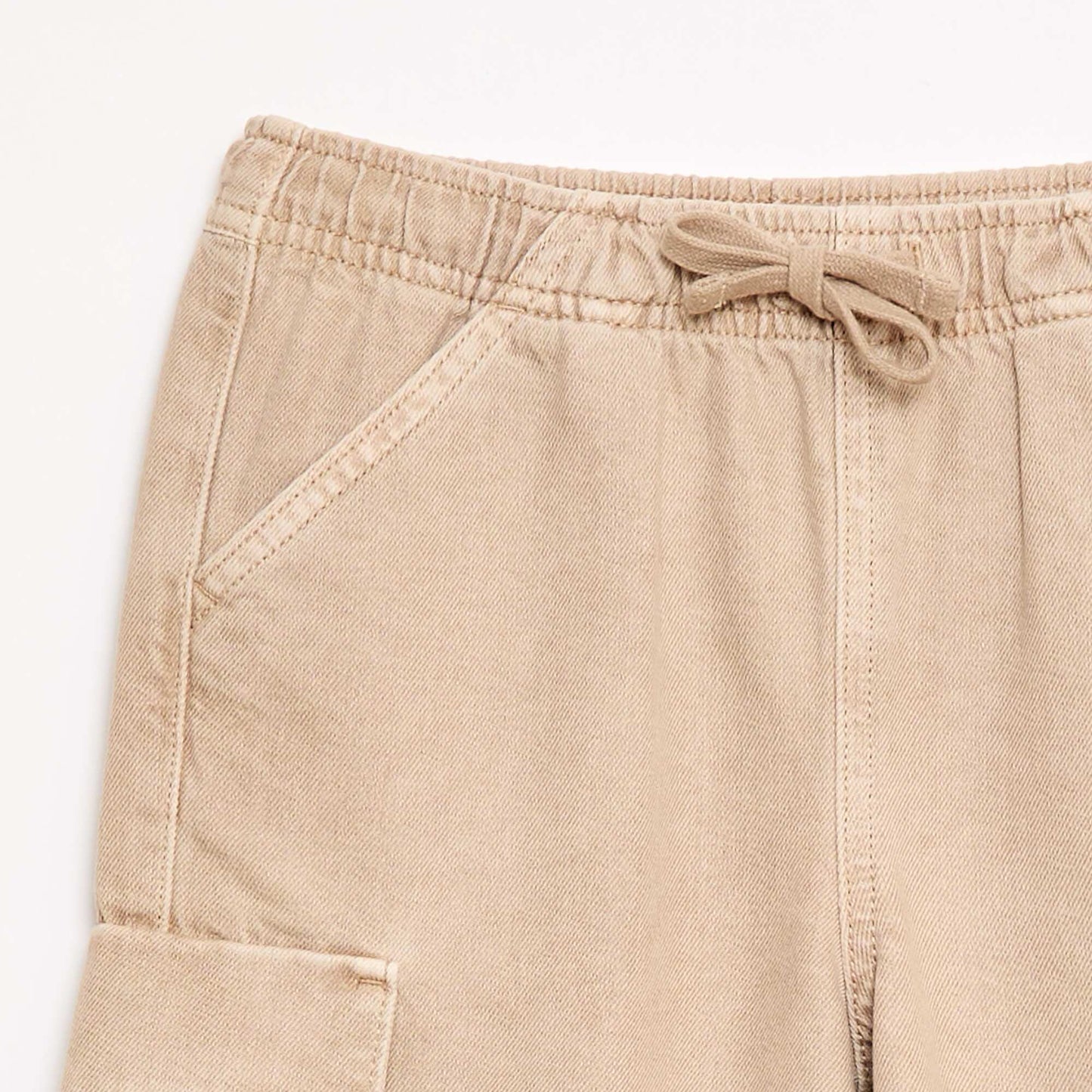 Bermuda liso con cordón en algodón BEIGE