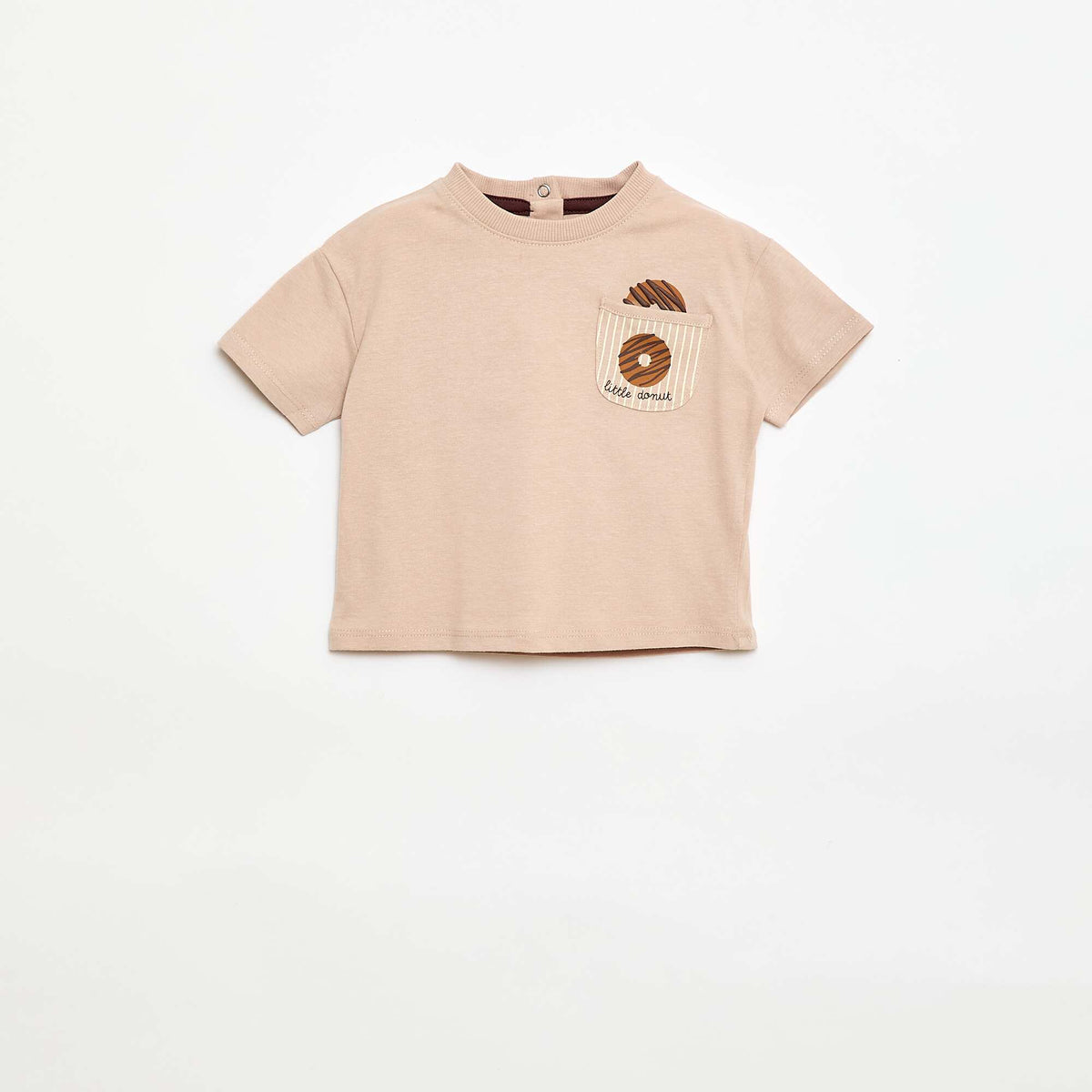 Camiseta de manga corta con bolsillo en el pecho estampado BEIGE