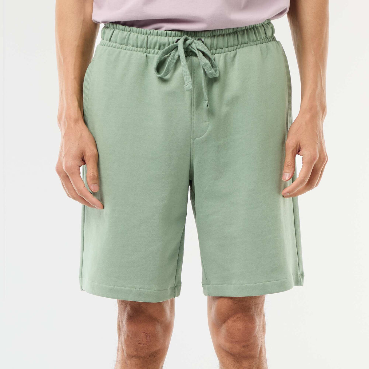 Bermuda de felpa ligera liso VERDE