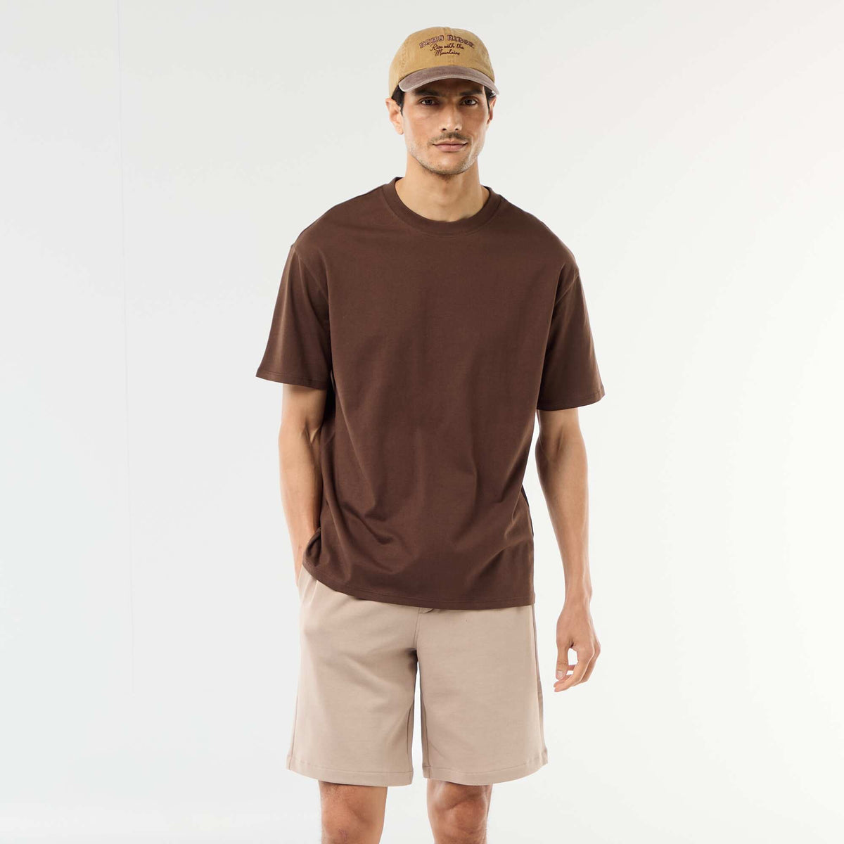 Bermuda de felpa ligera liso BEIGE