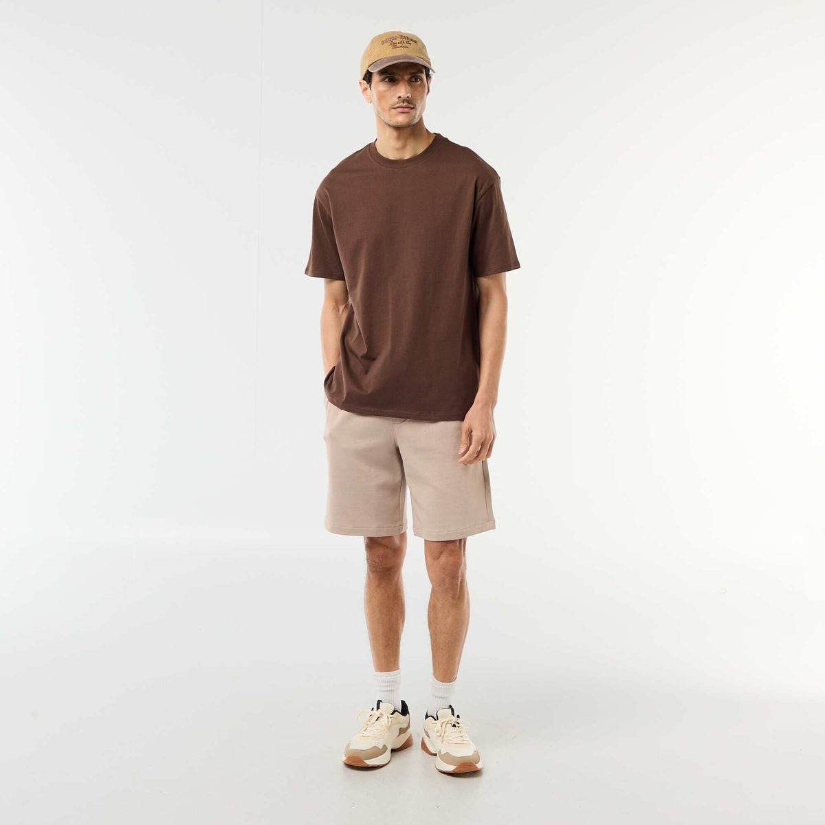 Bermuda de felpa ligera liso BEIGE