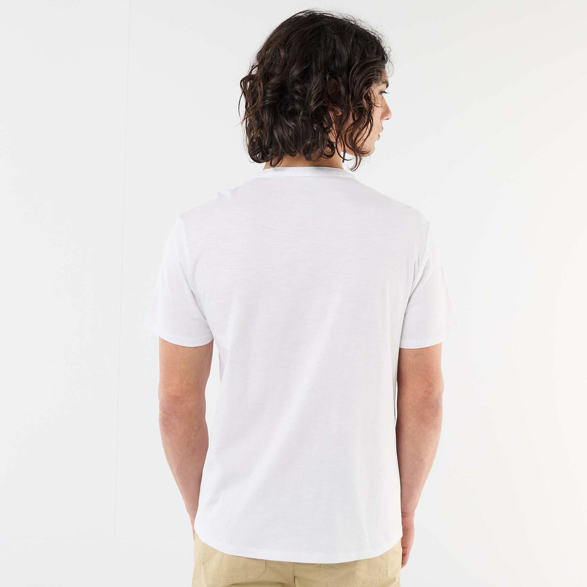 Camiseta de manga corta con cuello tunecino BLANCO