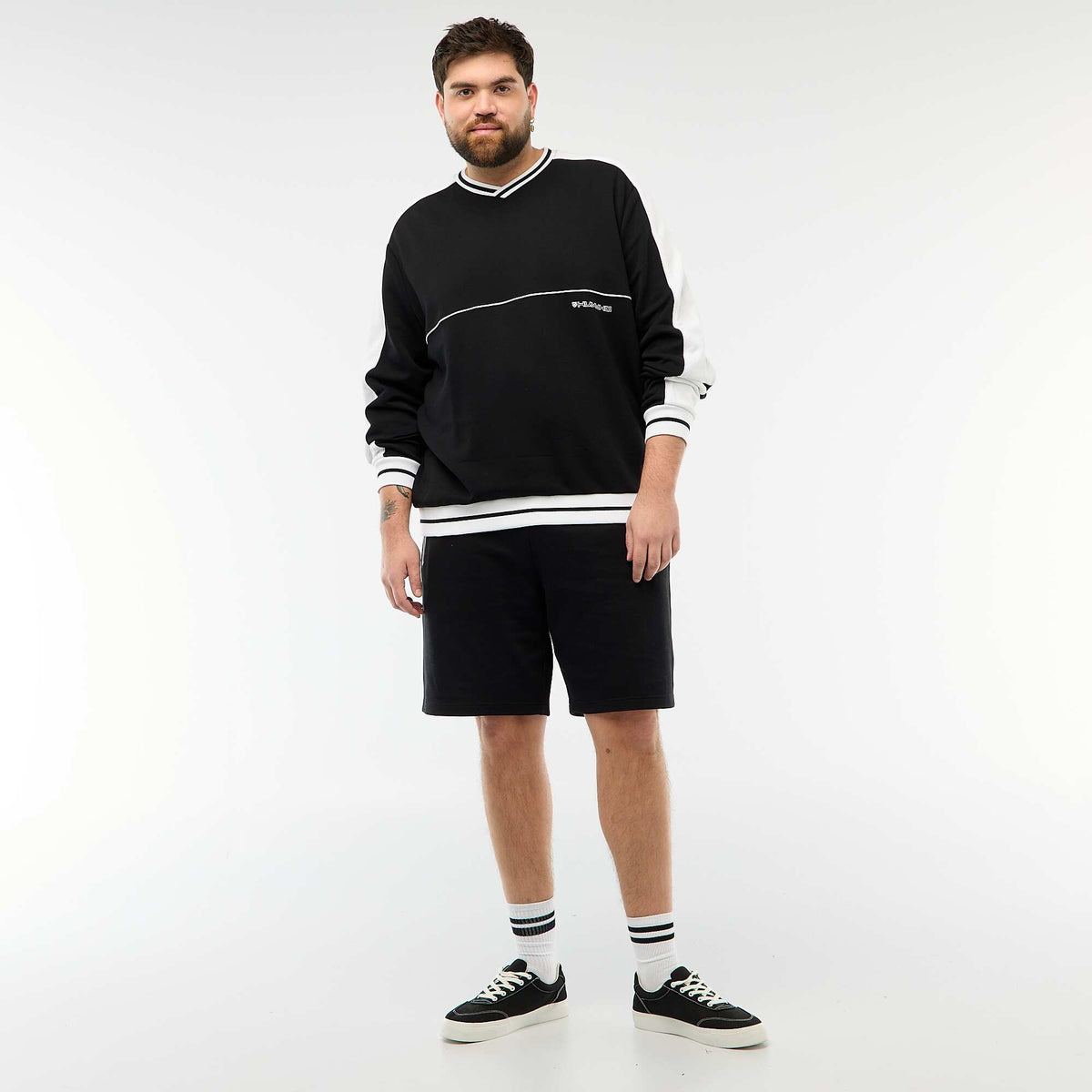 Bermuda de piqué de algodón NEGRO