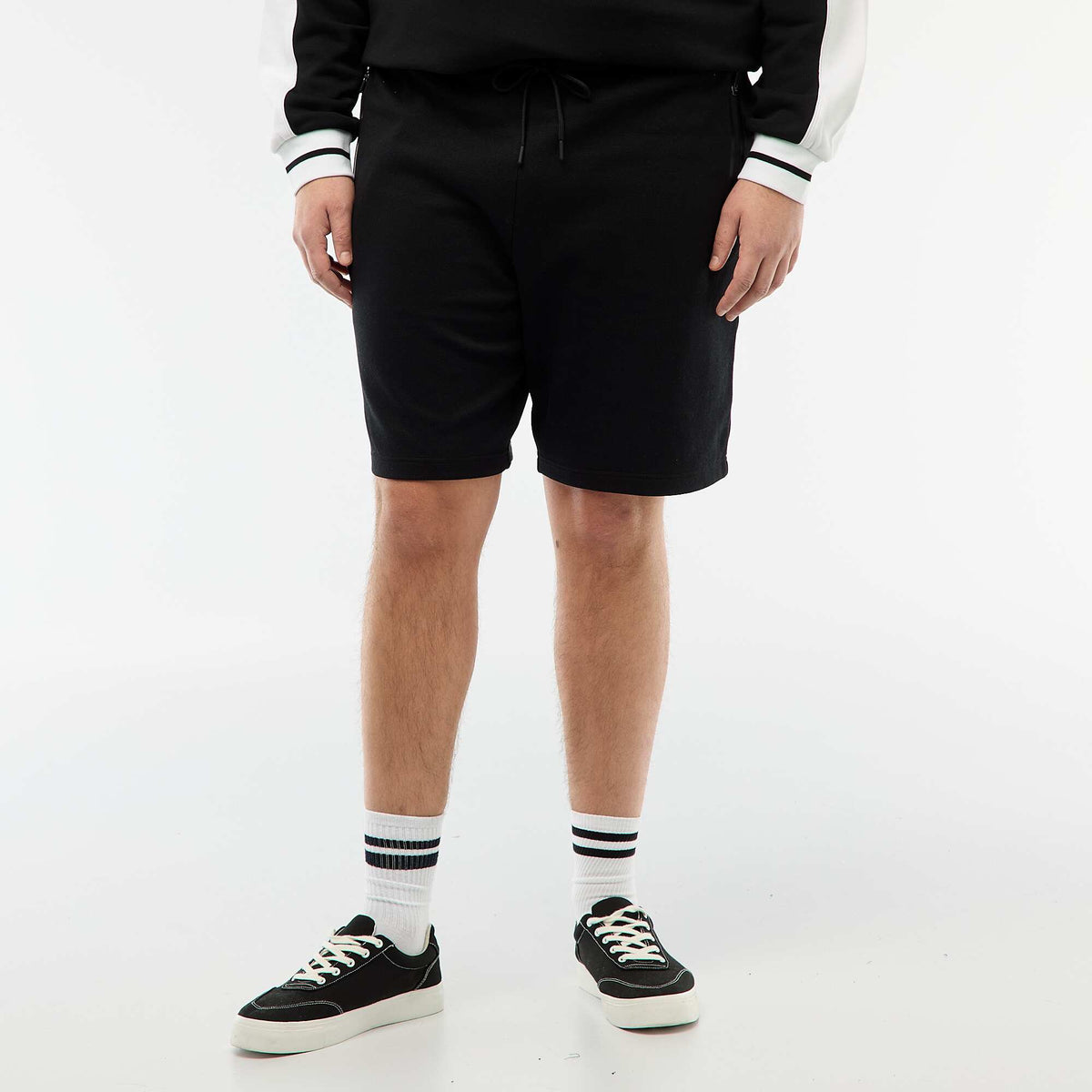 Bermuda de piqué de algodón NEGRO