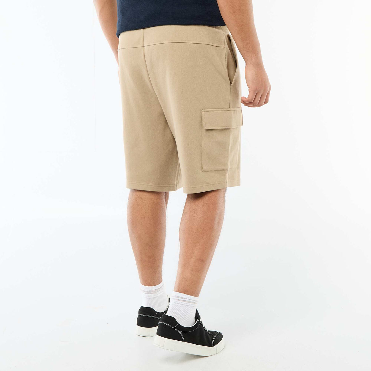 Bermuda de punto piqué con bolsillos de solapa BEIGE