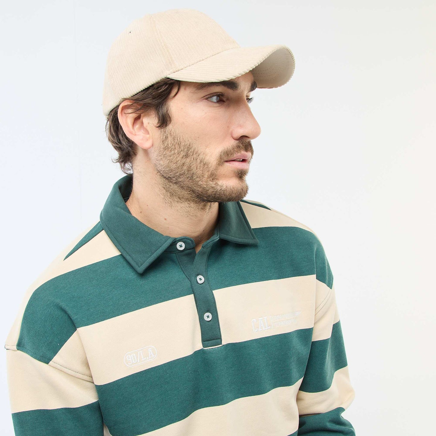 Remera estilo rugby de manga larga BLANCO