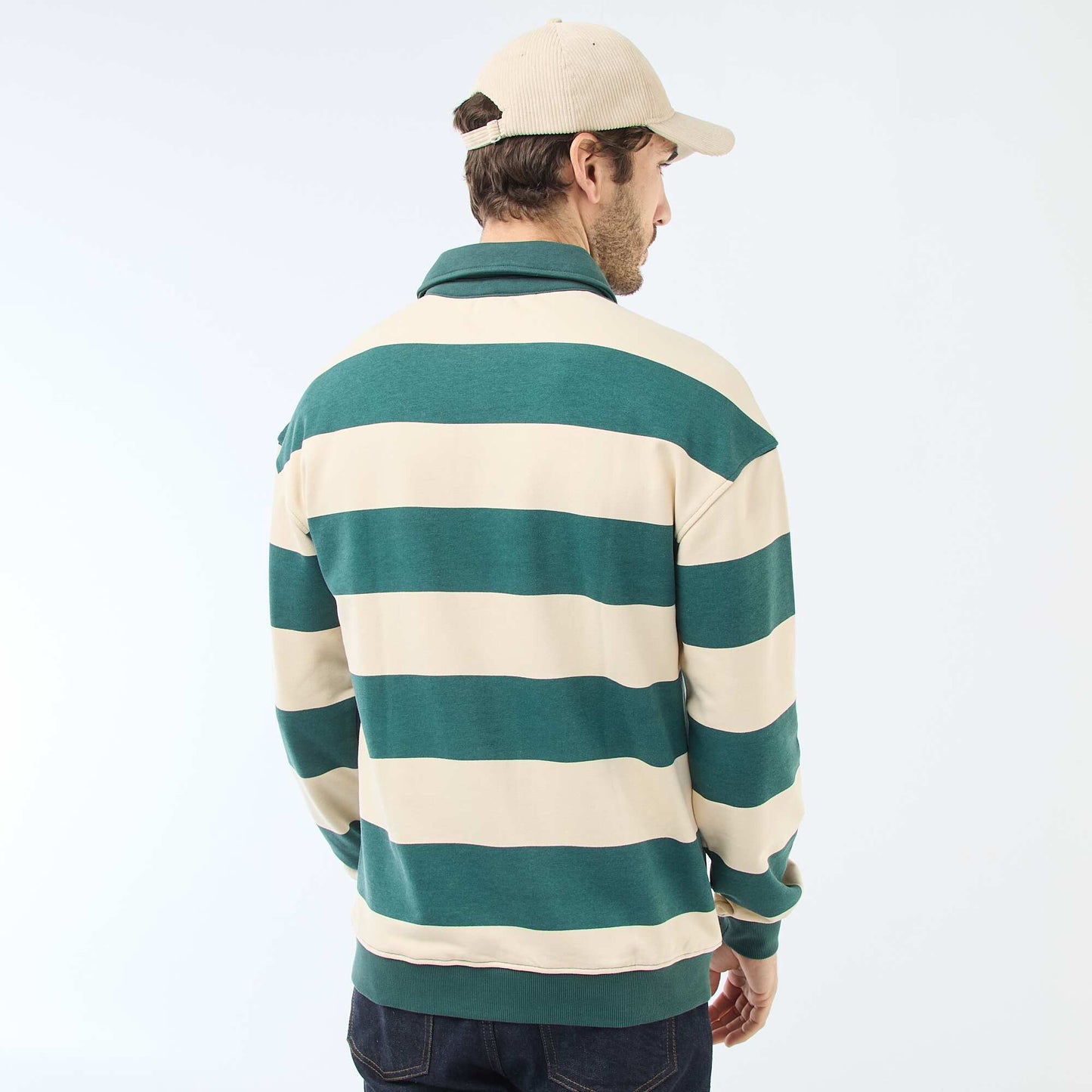 Remera estilo rugby de manga larga BLANCO