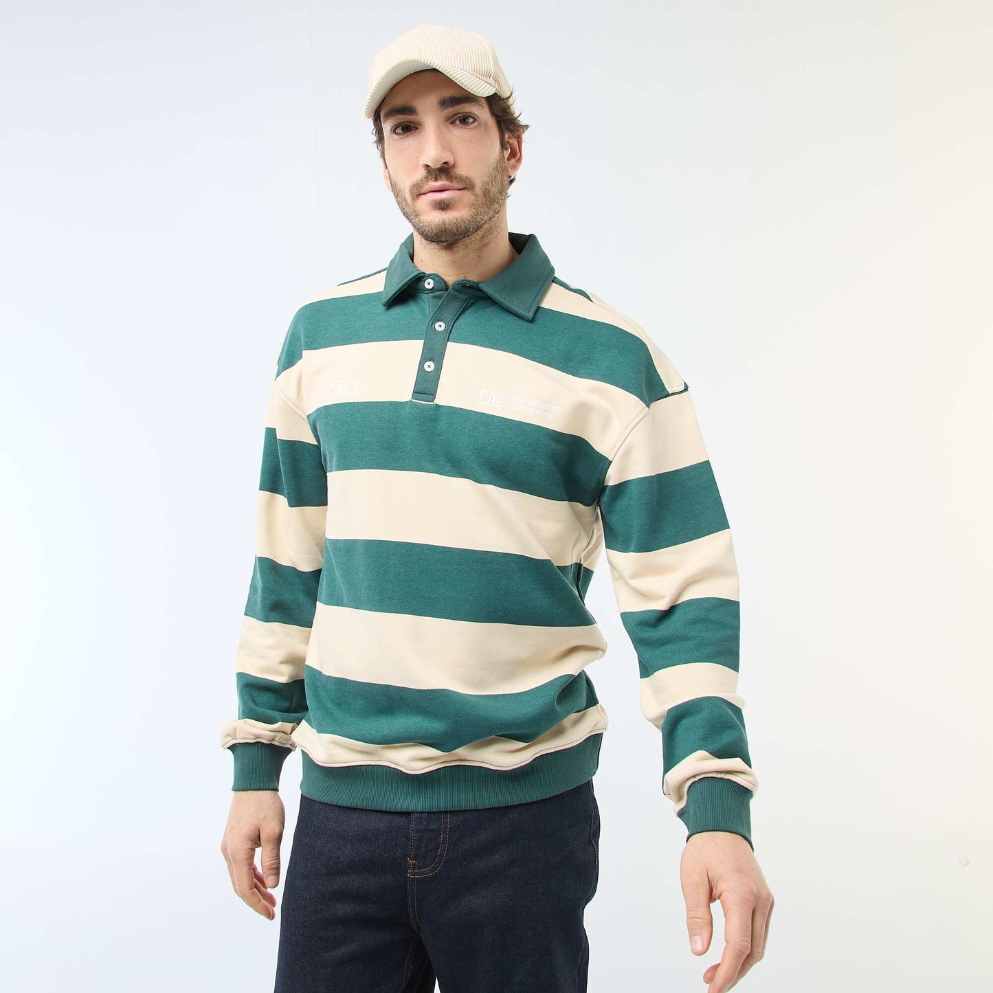 Remera estilo rugby de manga larga BLANCO