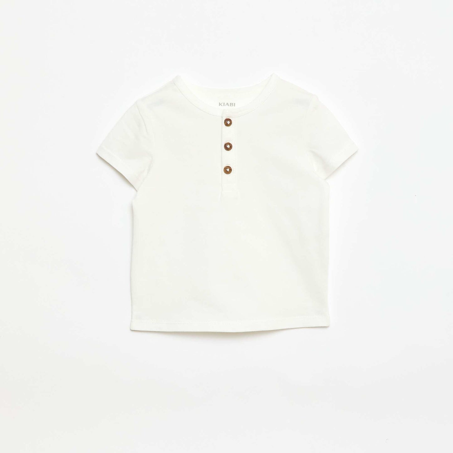 Camiseta con cuello tunecino abotonado BLANCO