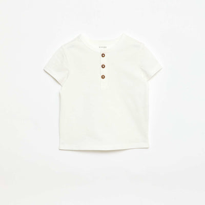 Camiseta con cuello tunecino abotonado BLANCO
