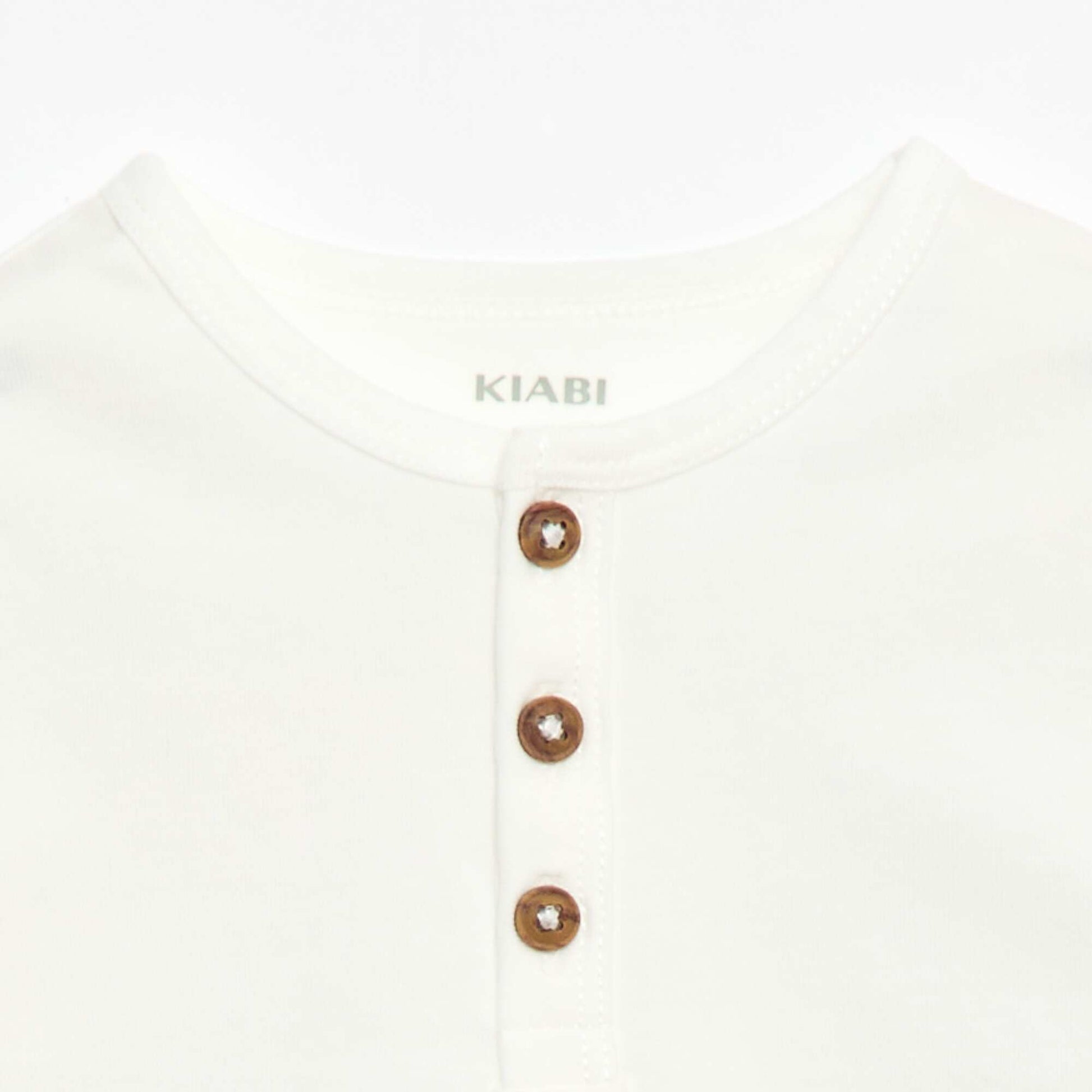 Camiseta con cuello tunecino abotonado BLANCO