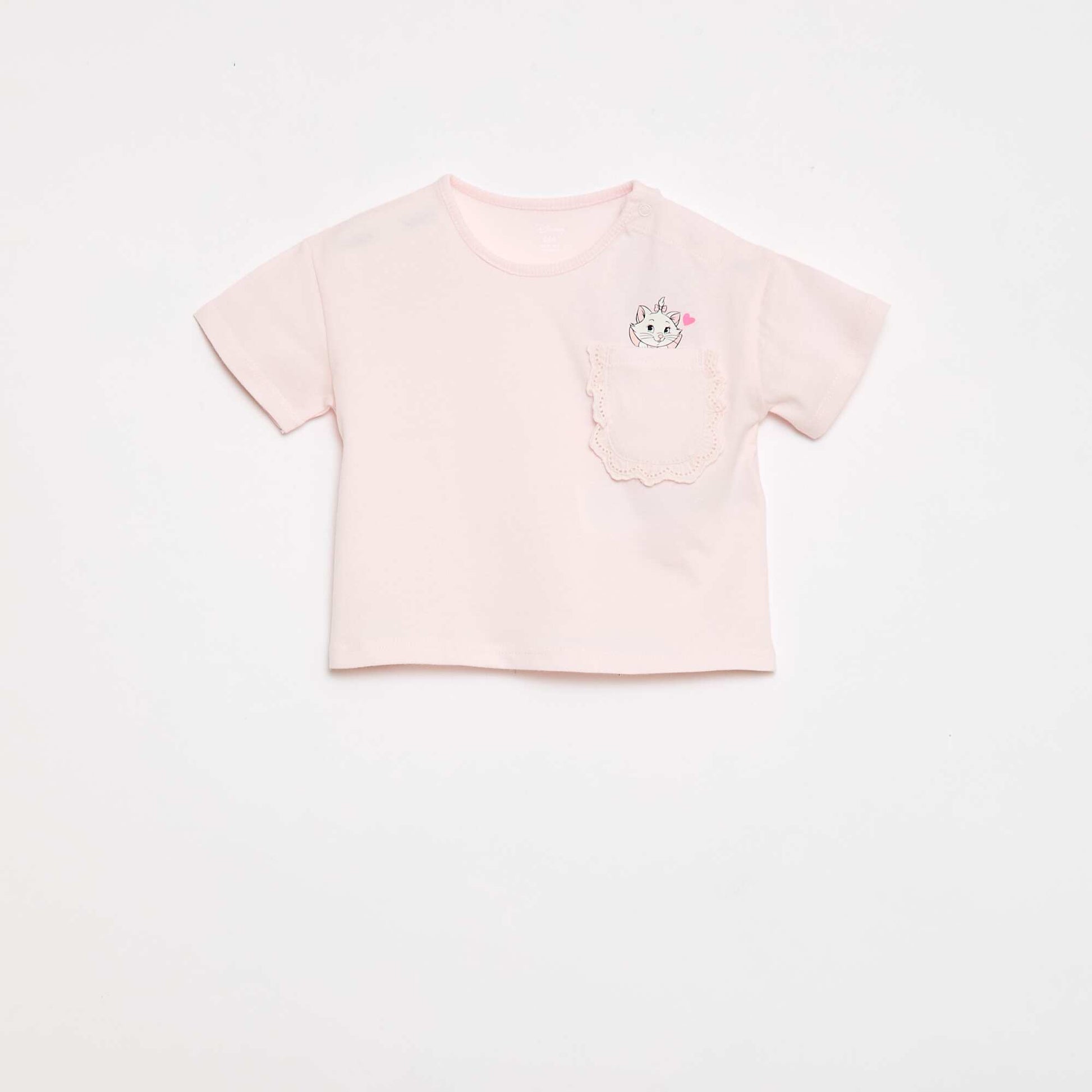 Camiseta 'Disney' de manga corta y bolsillo con volante ROSA