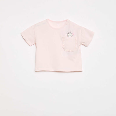 Camiseta 'Disney' de manga corta y bolsillo con volante ROSA