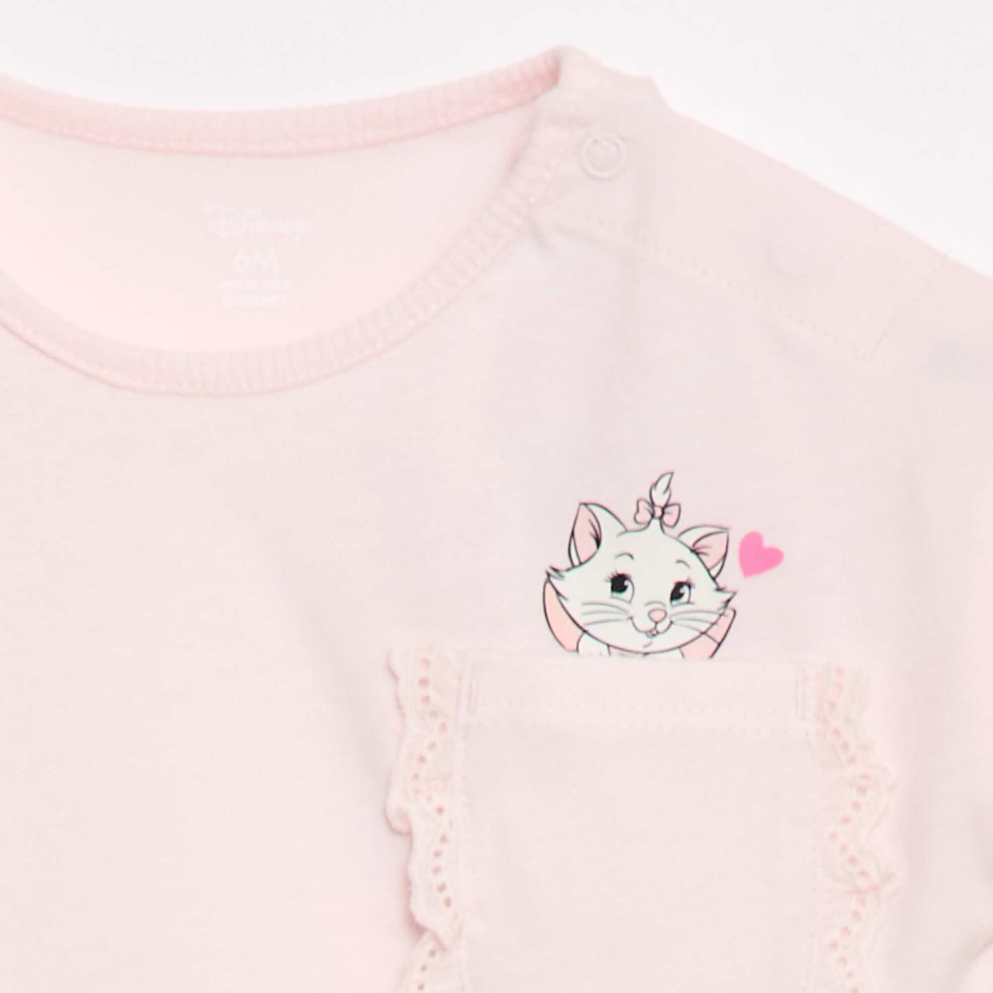 Camiseta 'Disney' de manga corta y bolsillo con volante ROSA