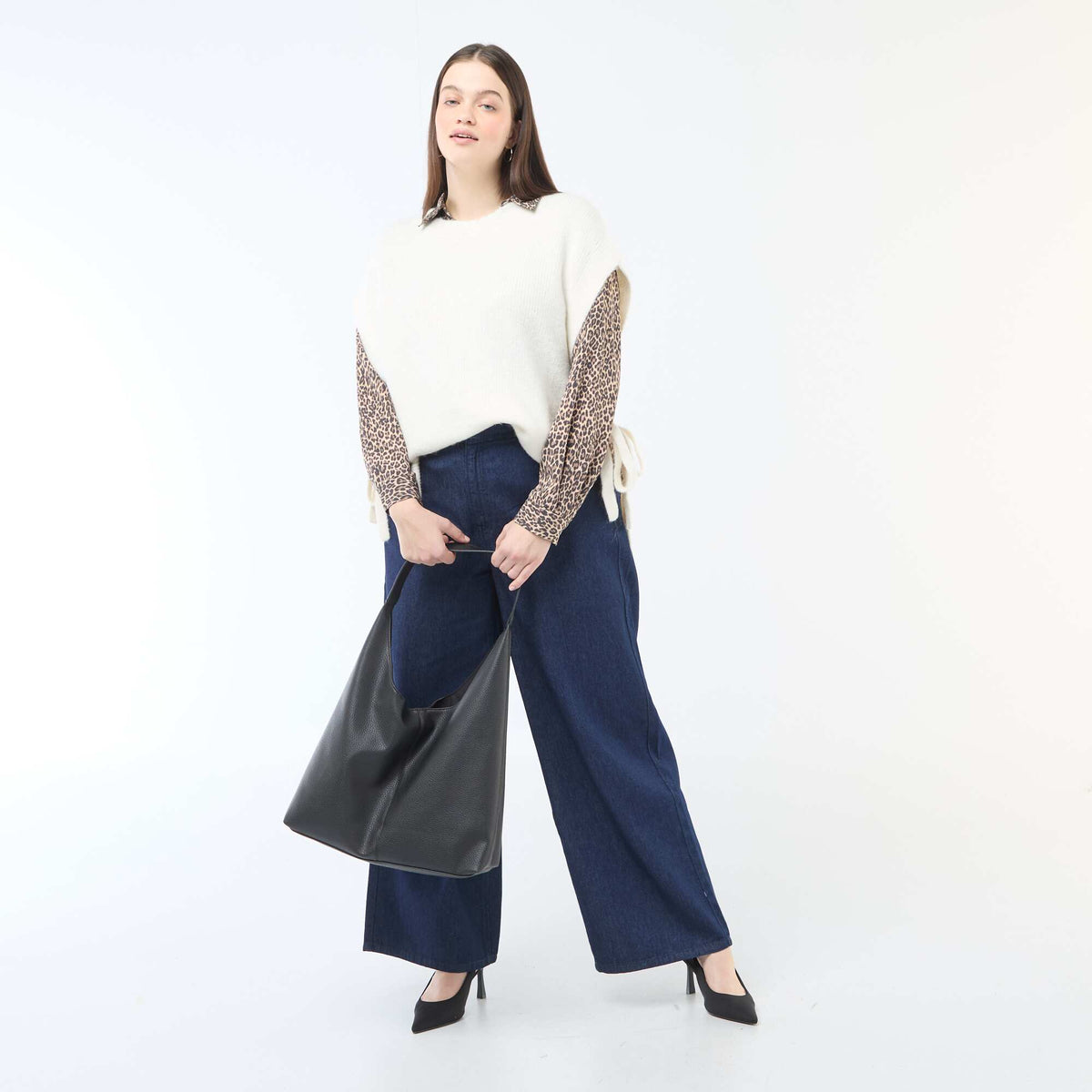 Sweater sin mangas para anudar a los lados BEIGE