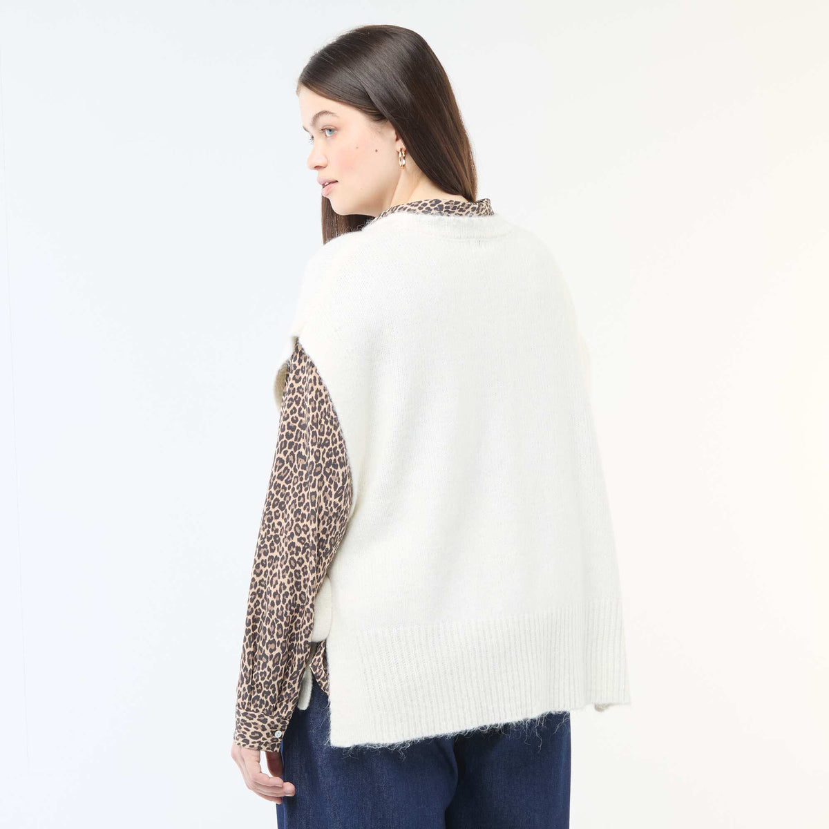 Sweater sin mangas para anudar a los lados BEIGE