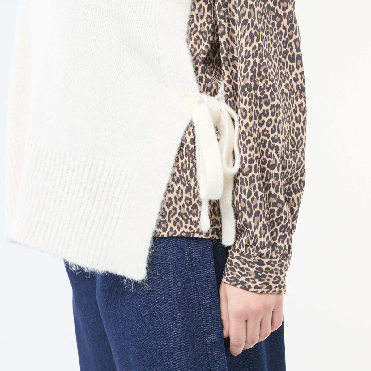 Sweater sin mangas para anudar a los lados BEIGE