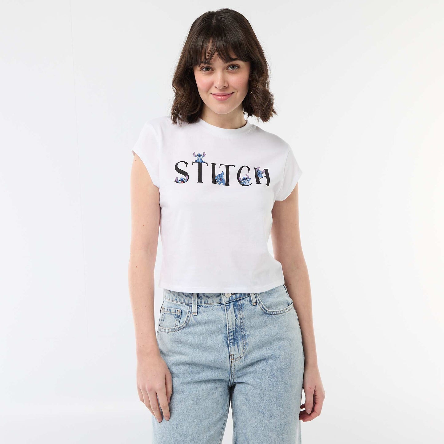 Camiseta corta 'Stitch' BLANCO