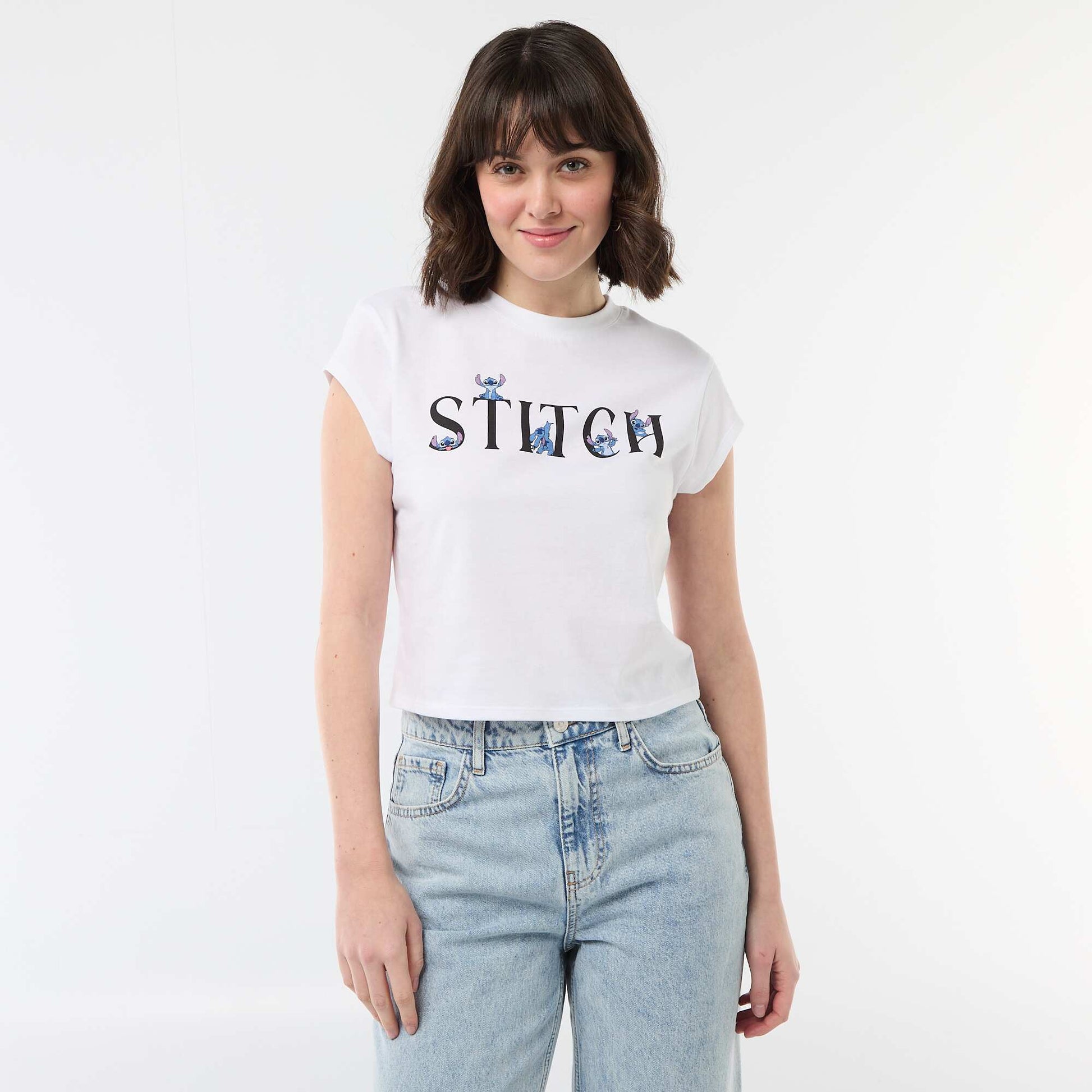 Camiseta corta 'Stitch' BLANCO