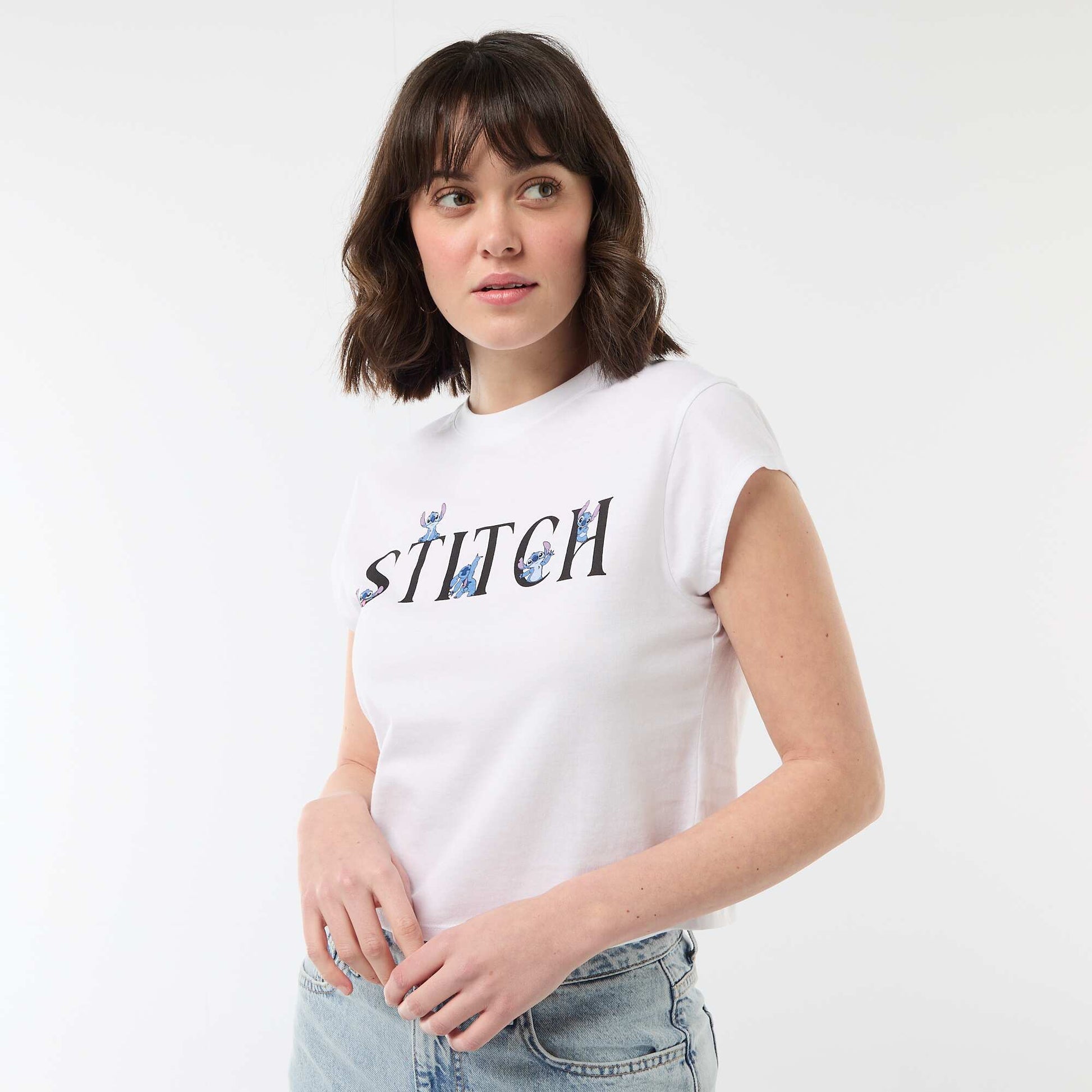 Camiseta corta 'Stitch' BLANCO