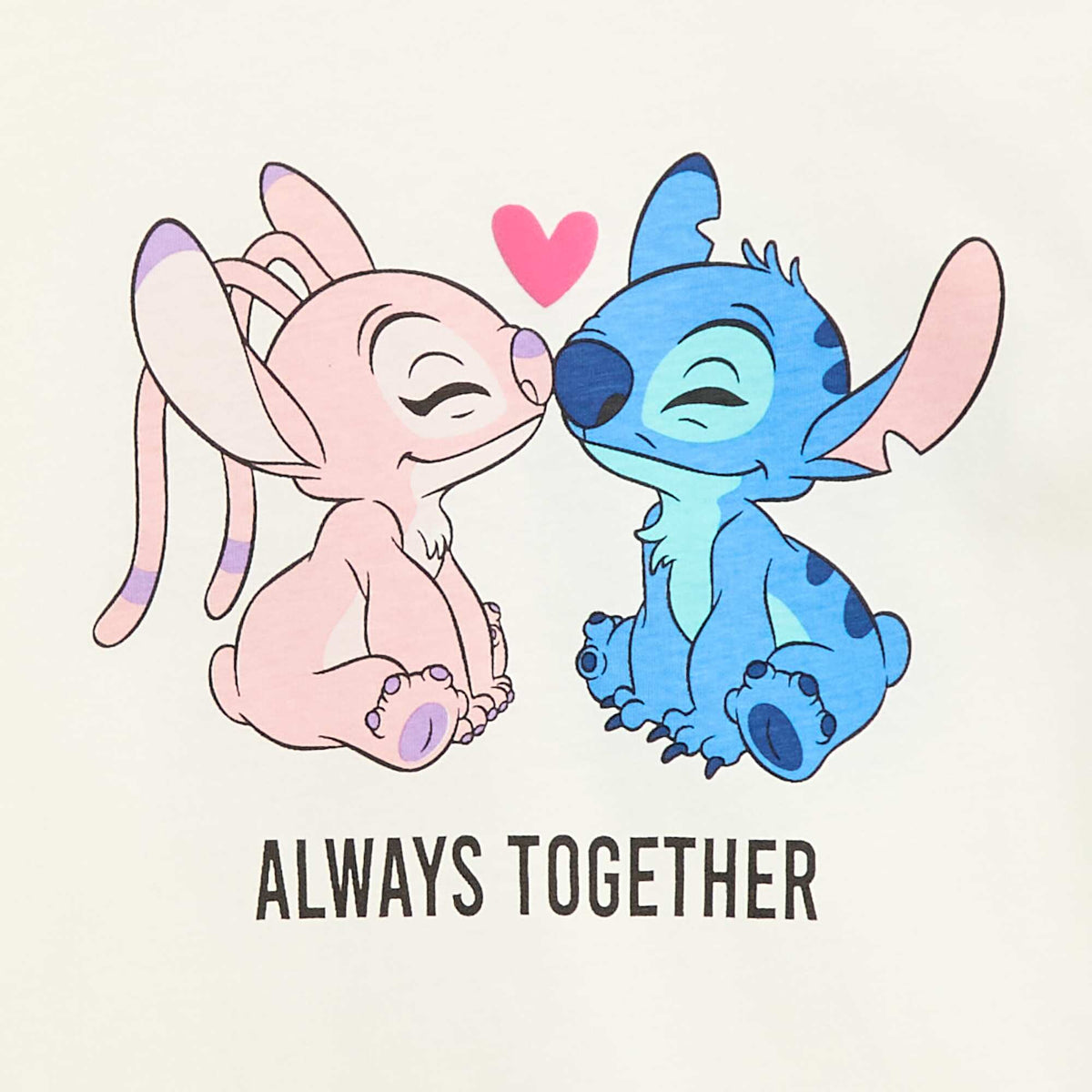 Camiseta 'Disney' 'Stitch & Angel' de algodón liso BLANCO