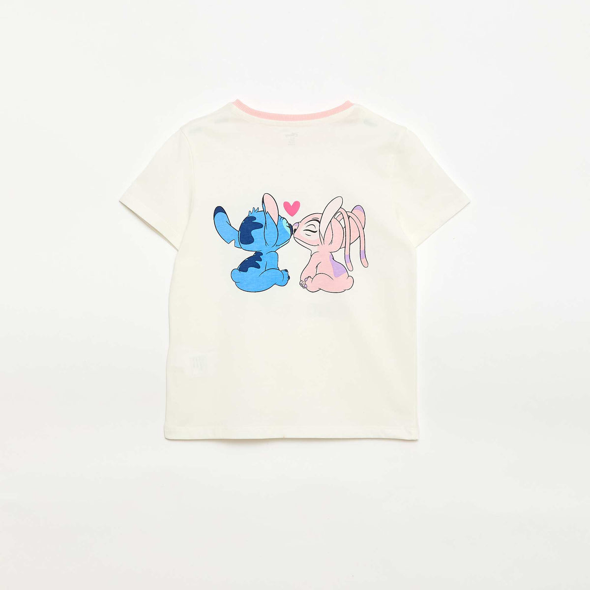 Camiseta 'Disney' 'Stitch & Angel' de algodón liso BLANCO