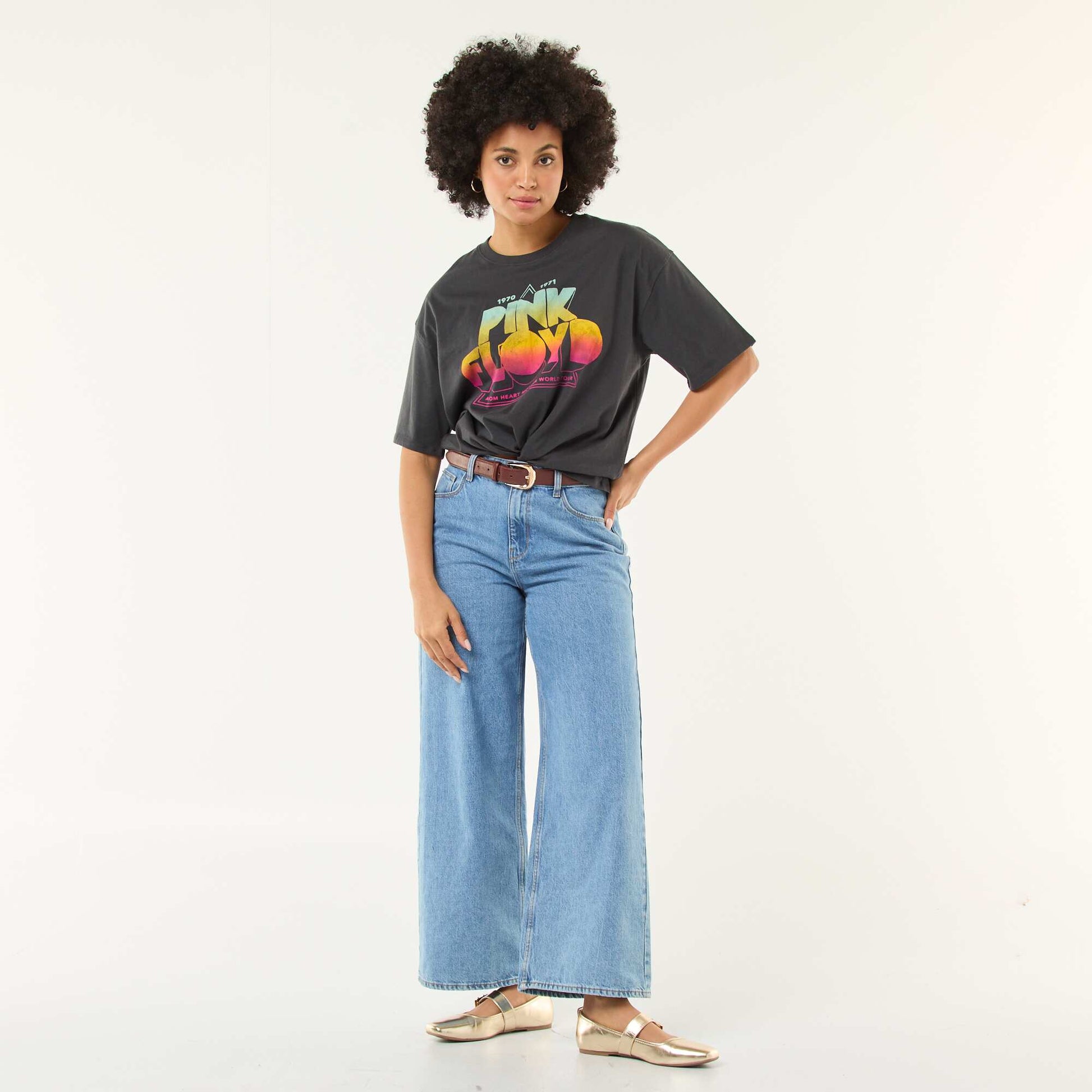 Camiseta estampada 'Pink Floyd' lisa NEGRO