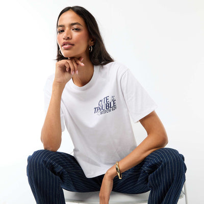 Camiseta 'Stitch' corta de manga corta BLANCO