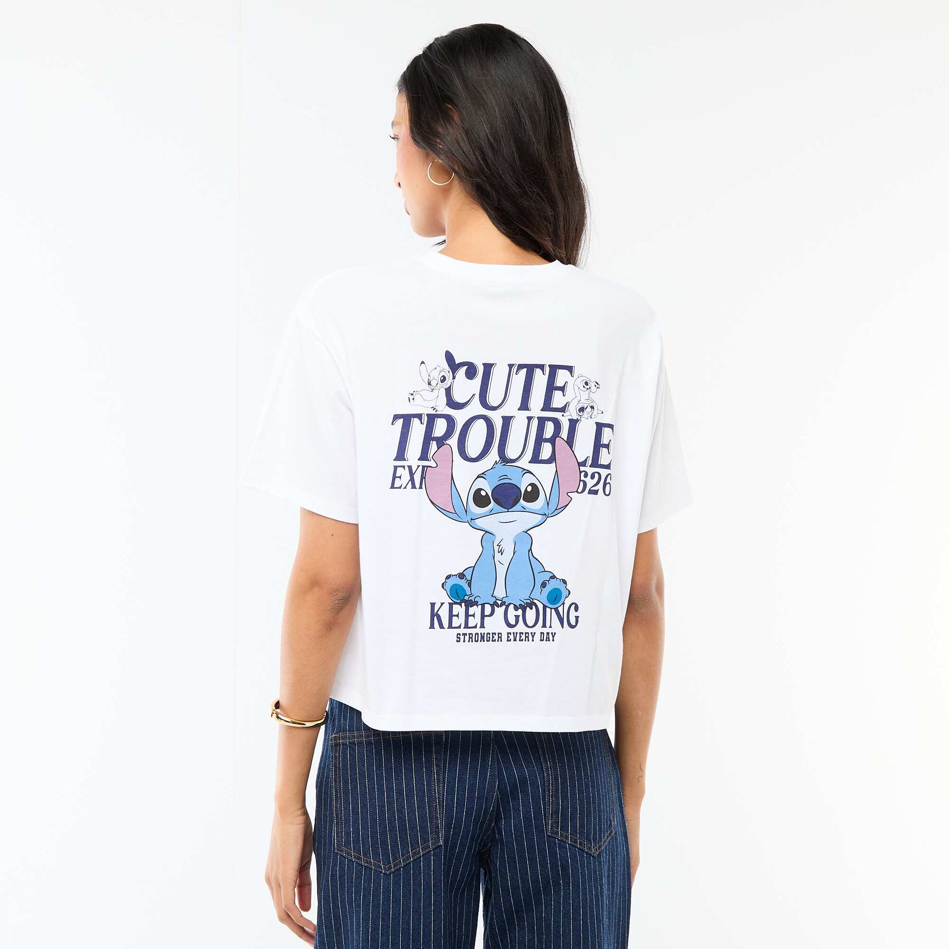 Camiseta 'Stitch' corta de manga corta BLANCO